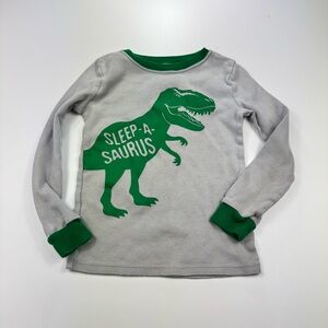 Toddler Boy's Dinosaur "Sleep-a-sarus" Pajama Top Shirt Grey Green Size 5T